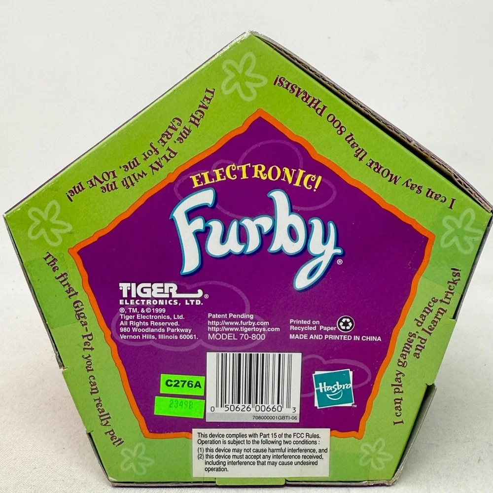 Furby Kiwi Lime Green, Yellow, Dark Blue Hair Gray‎ Eyes 1999 Factory Sealed